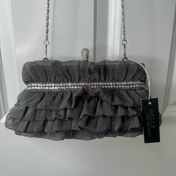 Bella Collection | Bags | Nwt Gray Ruffled Bella Collection Purse ...